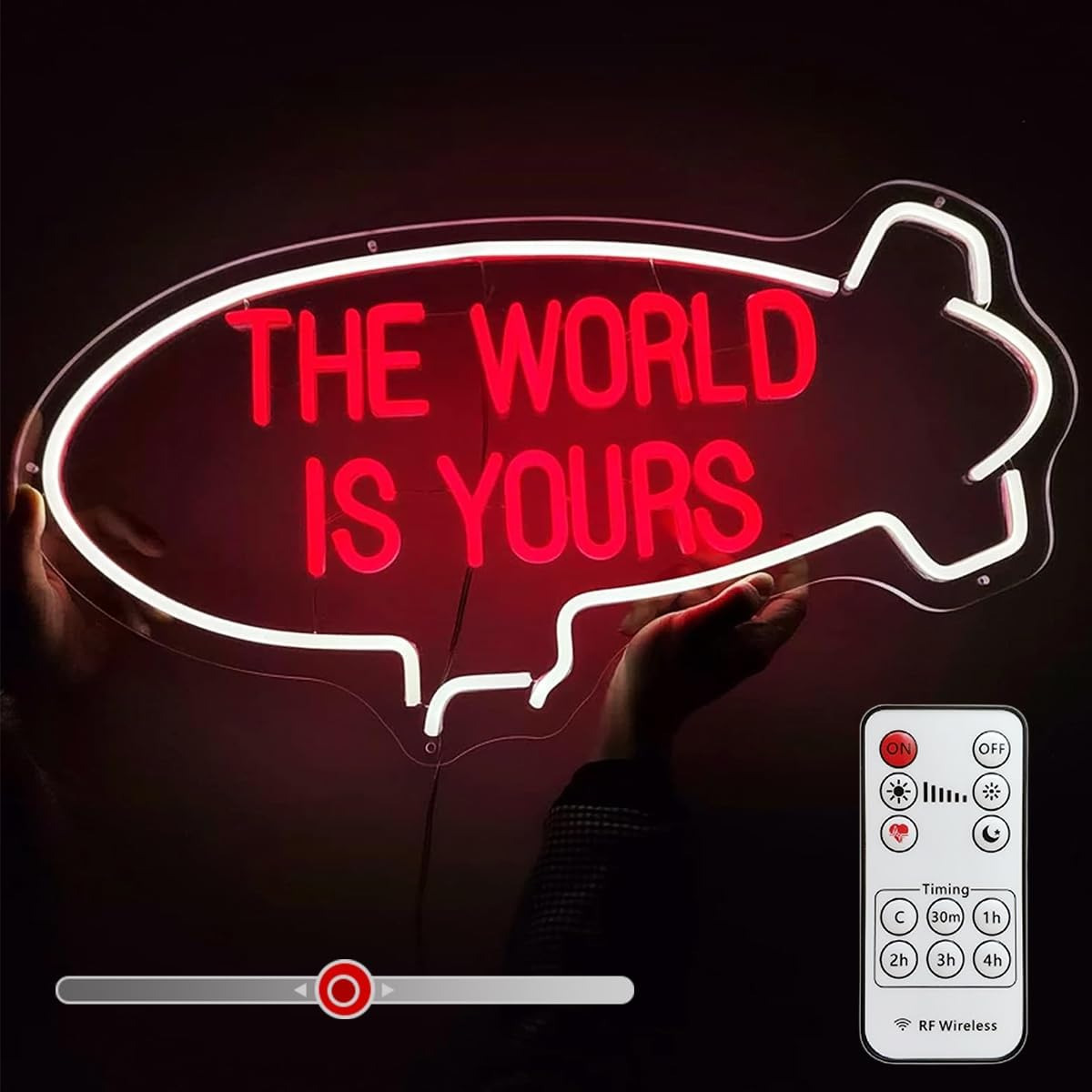 The World Is Yours Neon Sign, Scarface Blimp LED Light up Sign Men Cave Home Bar