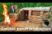 Solo Overnight Building a Sandbag Shelter In the Woods