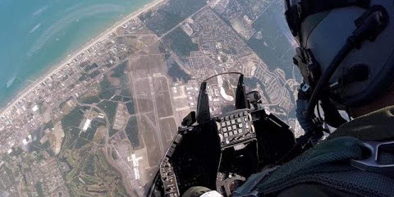 Over the Shoulder F-16 Demo Cockpit Footage Myrtle Beach Airshow