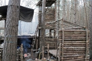 Bushcraft Camp with Watch Tower: Off Grid Shelter Build