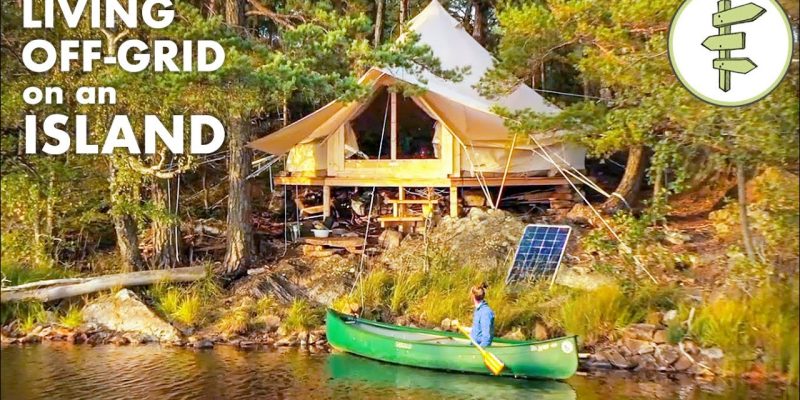Man Living Off-Grid in a Tent on an Island