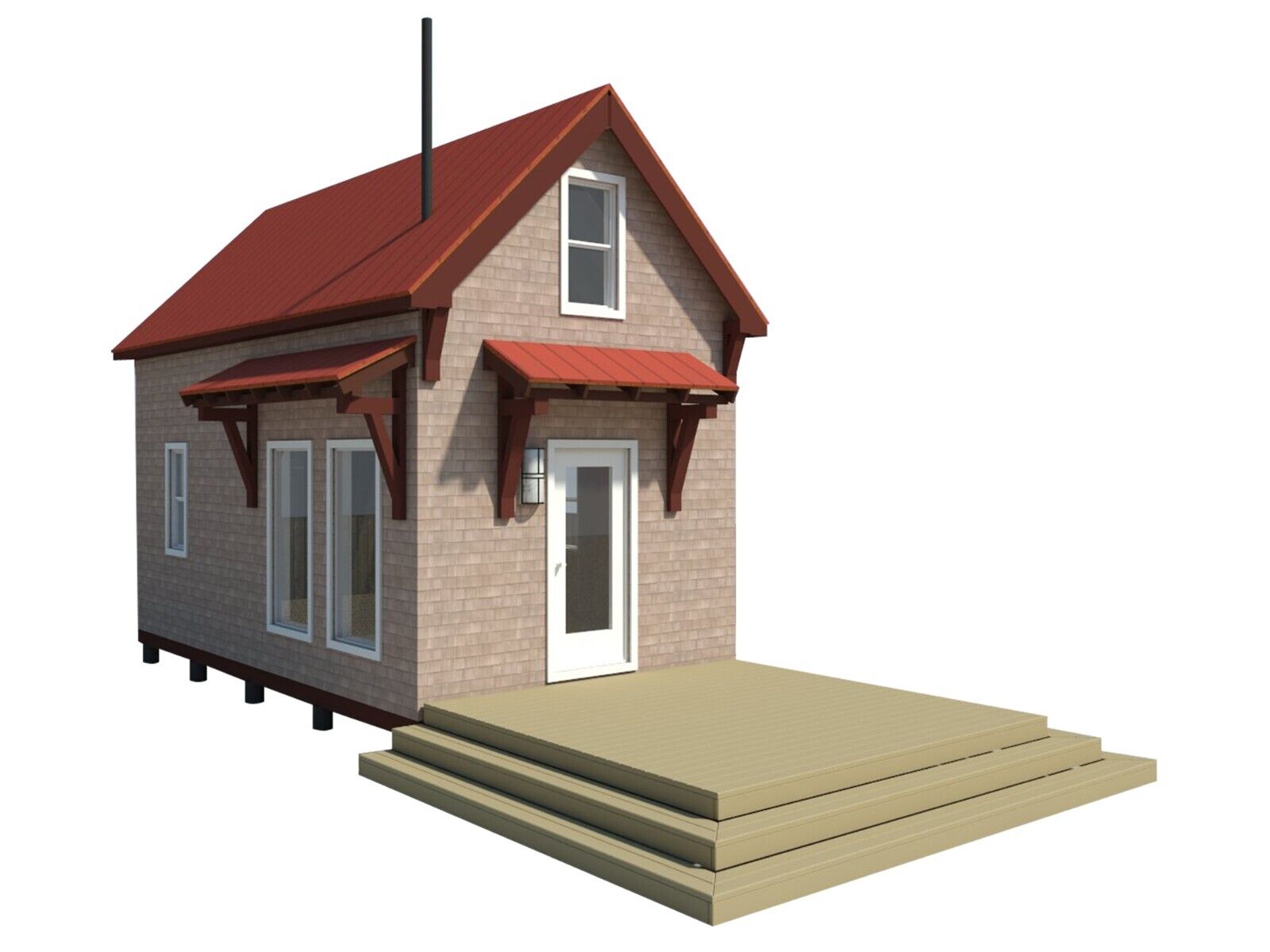 24' X 12' Settlers Home Tiny House with loft Plans Blueprints