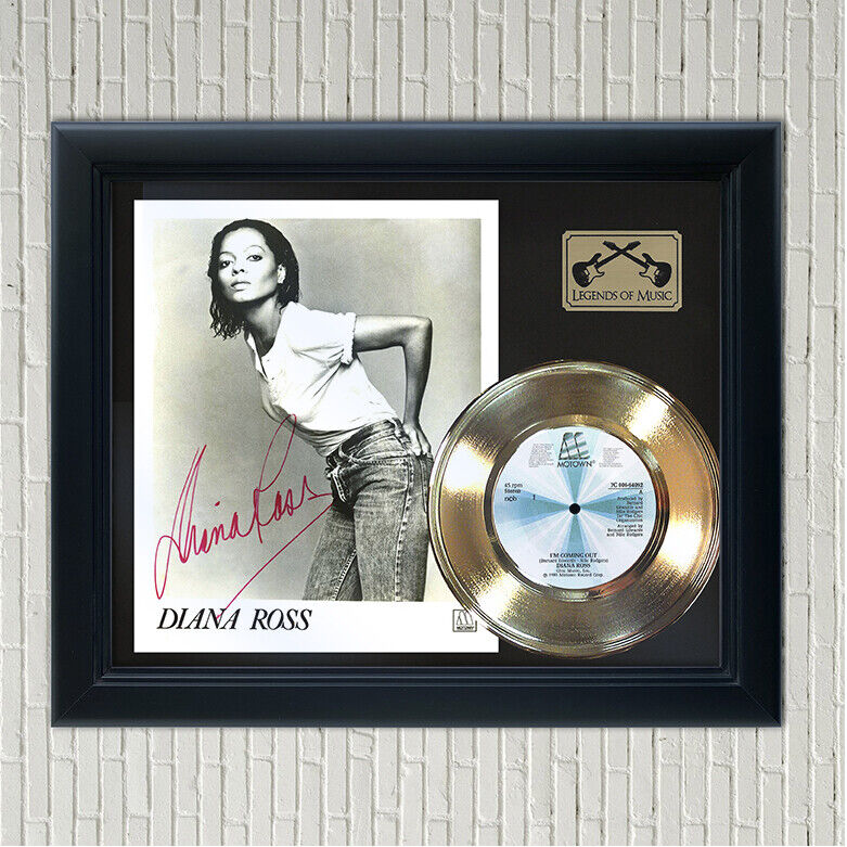 Diana Ross "I'm Coming Out" Framed Gold Record Reproduction Signatures