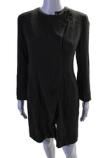 Giorgio Armani Womens Textured Long Sleeve Button Dress Brown Size S