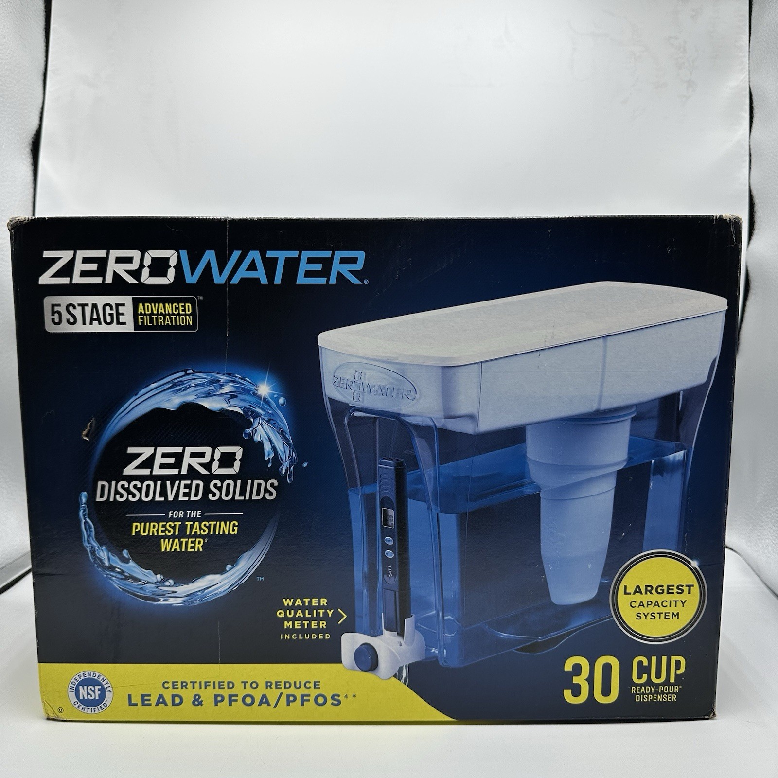 ZeroWater 30 Cup 5 Stage Water Filtration System Dispenser Water Meter & Filter