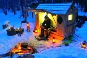 Snowmobile Camper with Off Grid Heater- Surviving the Night in -18C / 0F Temperature!